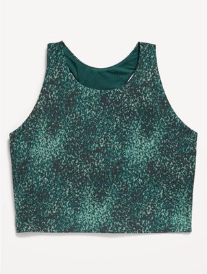 Old Navy Kid Girls PowerSoft Longline Sports Bra Green Dots Size XL (14-16)