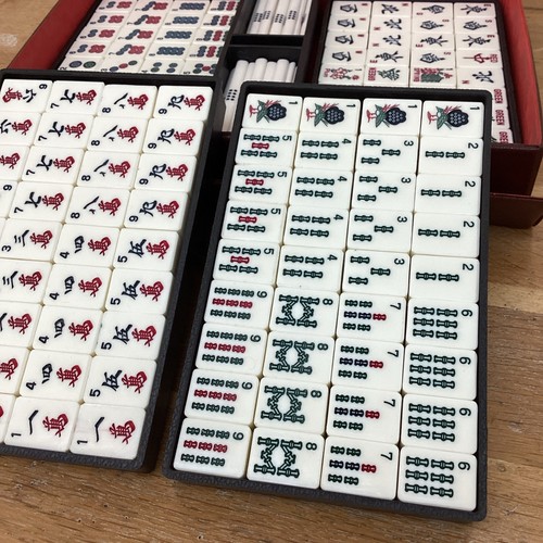VTG Japanese Mah Jong Set 144 Bamboo Backed Tiles Case Sticks & Rulebook WA - Picture 8 of 12