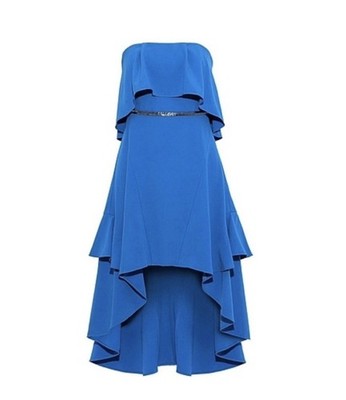 Halston Heritage Strapless Ruffle High-Low Dress in Blue Size 0