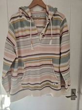 Fat Face Fatface Men's Striped Button Neck Hoodie Jumper Size XLarge