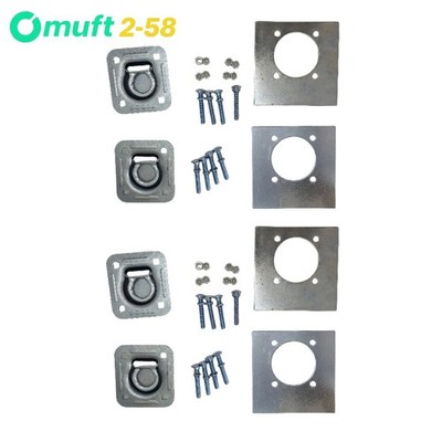 4x Cargo Trailer Anchor Tie Down D-Ring Flush with Hardware For Truck SUV Van