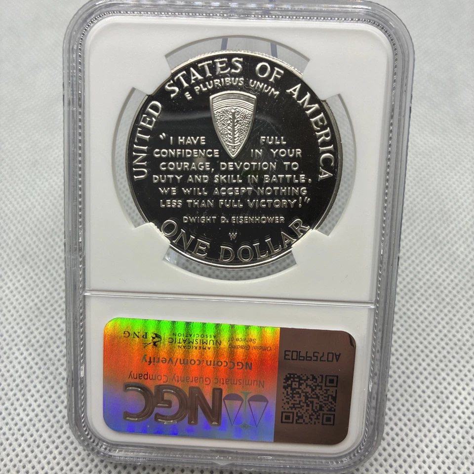 1991 - 1995 W SILVER $1 WORLD WAR II ANNIVERSARY NGC PF 69 ULTRA CAMEO Westpoint - Image 3 of 4