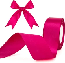 30 Yards Rose Satin Ribbon 1 1/2Inch, Craft Fabric Ribbon Bulk Solid Roll for Gi