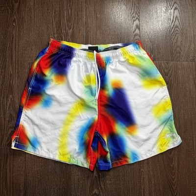 Stussy Swim Trunks Mens Large Multicolor Abstract Beach Shorts Surf Streetwear