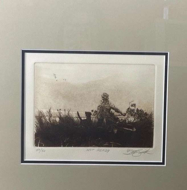 Grabado firmado Brett Smith "NO LISTO" años 90 enmarcado #50/50 Duck Hunter 17"x 16" Foto 2 de 4