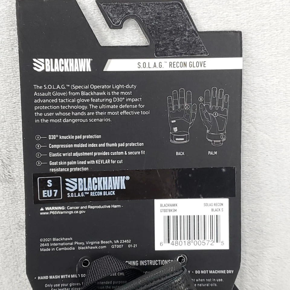 BlackHawk S.O.L.A.G. Recon Gloves Black Size Small GT007BKLG Touch Compatible - Image 3 of 4