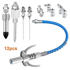 12pcs Grease Gun Coupler Accessory Kit with Hose Needle Adapter for Zerk Fitting