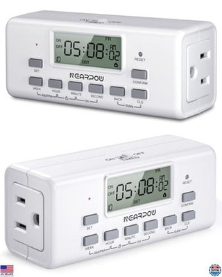 2 Pack Digital Timer for Lamp, Dual Outlets, 10 Programs, 24/7 Programmable Plug