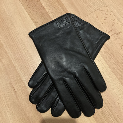 MICHAEL KORS MEN'S LEATHER GLOVES BLACK SIZE M SHELL