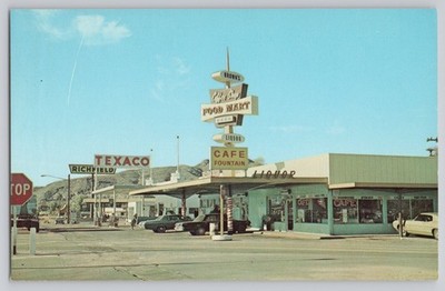 Baker California c1960s Street View, Cafe, Texaco, Richfield Vintage Postcard