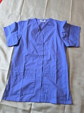 Adar Unisex Medical Workwear Uniform Multi Pocket V-Neck Scrub Top, XS LT Blue