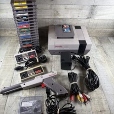 Nintendo NES Console Original TESTED Huge Bundle 18 Games Sports Mario More!