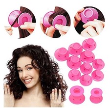 20 PCS Silicone Curlers No Heat Hair Magic Soft Rollers Hair Care Tool Pink New