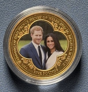 2018 Gold Plated Tristan Da Cunha £5. Wedding Harry & Meghan.