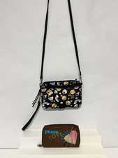 Novelty Wallet Lot Emoji Crossbody Purse  Peace Love Sunshine Zip Fun Colorful