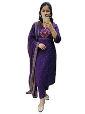 Women's Rayon Viscose Straight Embroidered Kurta with Pant  Dupatta