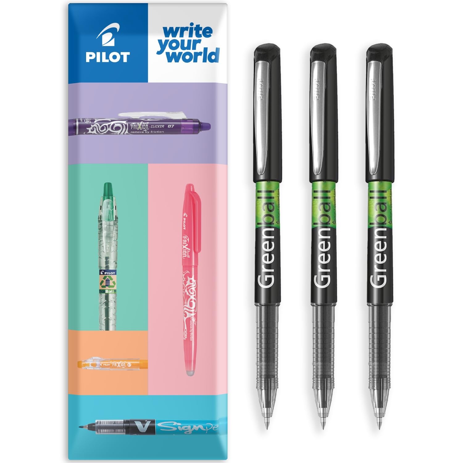 Stylos roller GreenBall encre liquide noire - Lot de 3 stylos Begreen écologiques 0.5mm