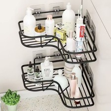 2Pcs Bathroom Shower Caddy Shelf Organiser No Drill Wall Mounted Shower Shelves