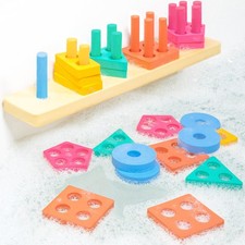   Splash, Stack  Sort  Shape Sorter  Stacking Toddler Bath Toy  20 Foam Pi...
