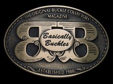 TG03110 NOS  BASICALLY BUCKLES COLLECTORS MAGAZINE  SOLID BRONZE BELT BUCKLE