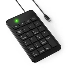 Wired USB-C Number Pad Numeric Keypad for Laptop, 23 Keys Numpad Keyboard