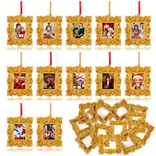 24 Pcs Mini Picture Frame Ornaments for Christmas Tree Gold Vintage Photo Fra...