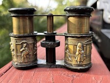Vintage  Ornate Repouss&eacute; Design  Brass Opera Glasses