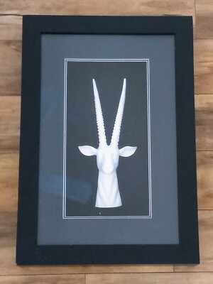 White Faux Gazelle Taxidermy in Black Shadow Box