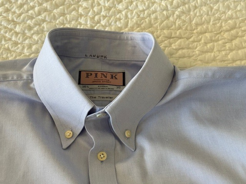 Vintage Thomas Pink Men's Traveller Classic Fit Blue Dress Shirt 16 1/2 - 35 - Picture 5 of 15