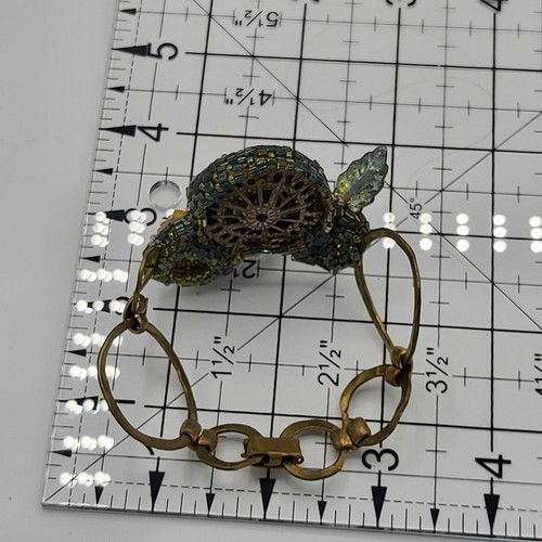 Handgefertigtes Armband Kunsthandwerk Blumen Vögel Peyote Hand Perlen Einfassung Unikat - Bild 7 von 8