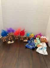 Vintage Ace Novelty Treasure Jewel Troll Dolls Lot Of 4 Plus 3 Russ Puppets 1