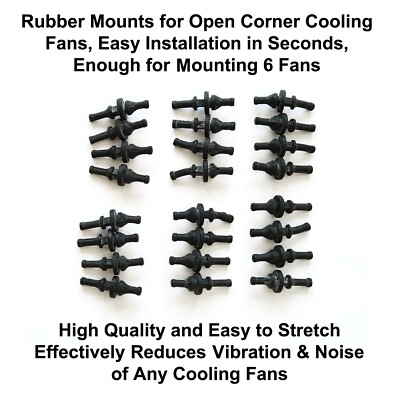 Cooling Fan Rubber Mounts x 24 pcs for Open Corner Fans Reduces Noise Vibration