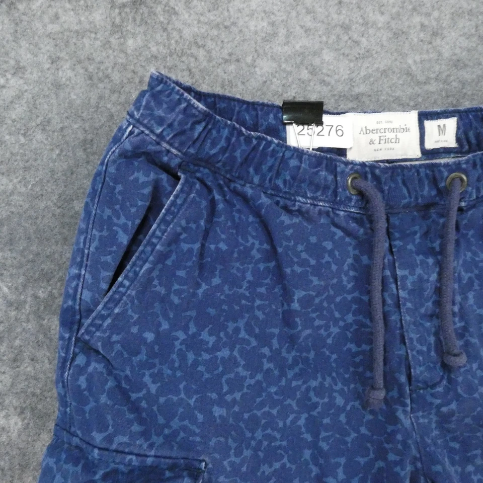 Pantalones Cortos Abercrombie & Fitch Hombre Medio Carga Azul Floral Cordón Cintura Foto 2 de 4