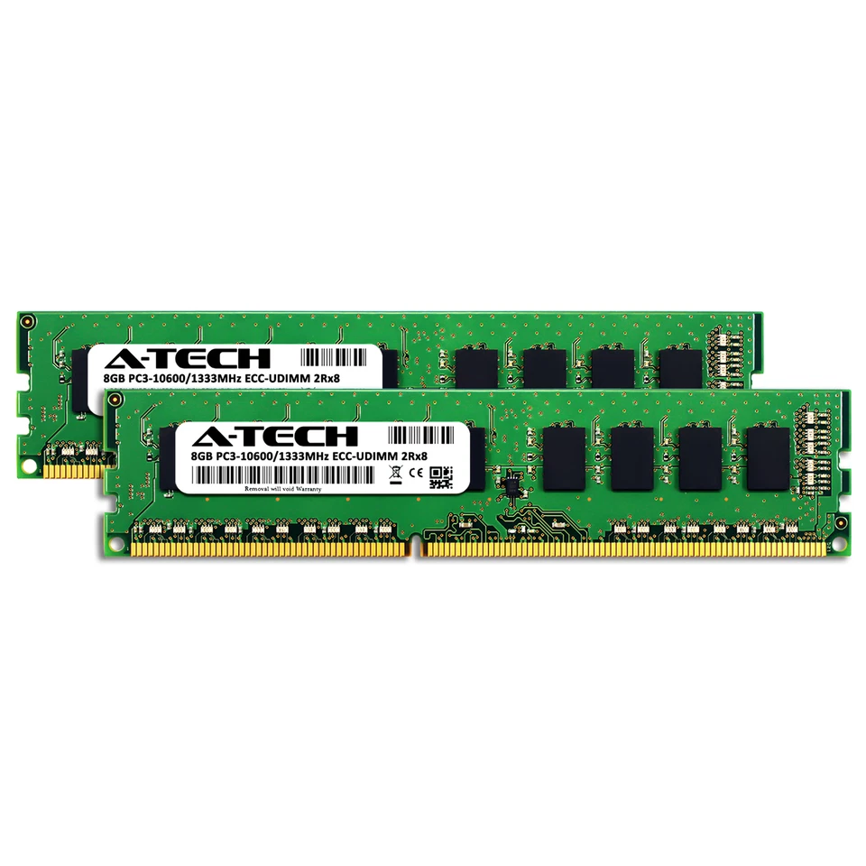 16GB 2x8GB PC3-10600E ECC Unbuffered UDIMM DDR3 1333MHz 240pin Server Memory RAM - Image 2 of 2