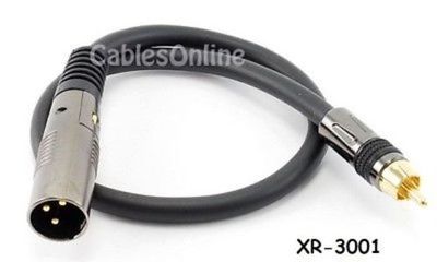 1.5ft Premium XLR Male to RCA Male Audio Cable, Gold