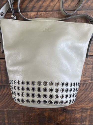 COACH Bleecker Grommets Mini Duffel Bag Gray Luxury Designer Leather 32386 Rare - Picture 2 of 14