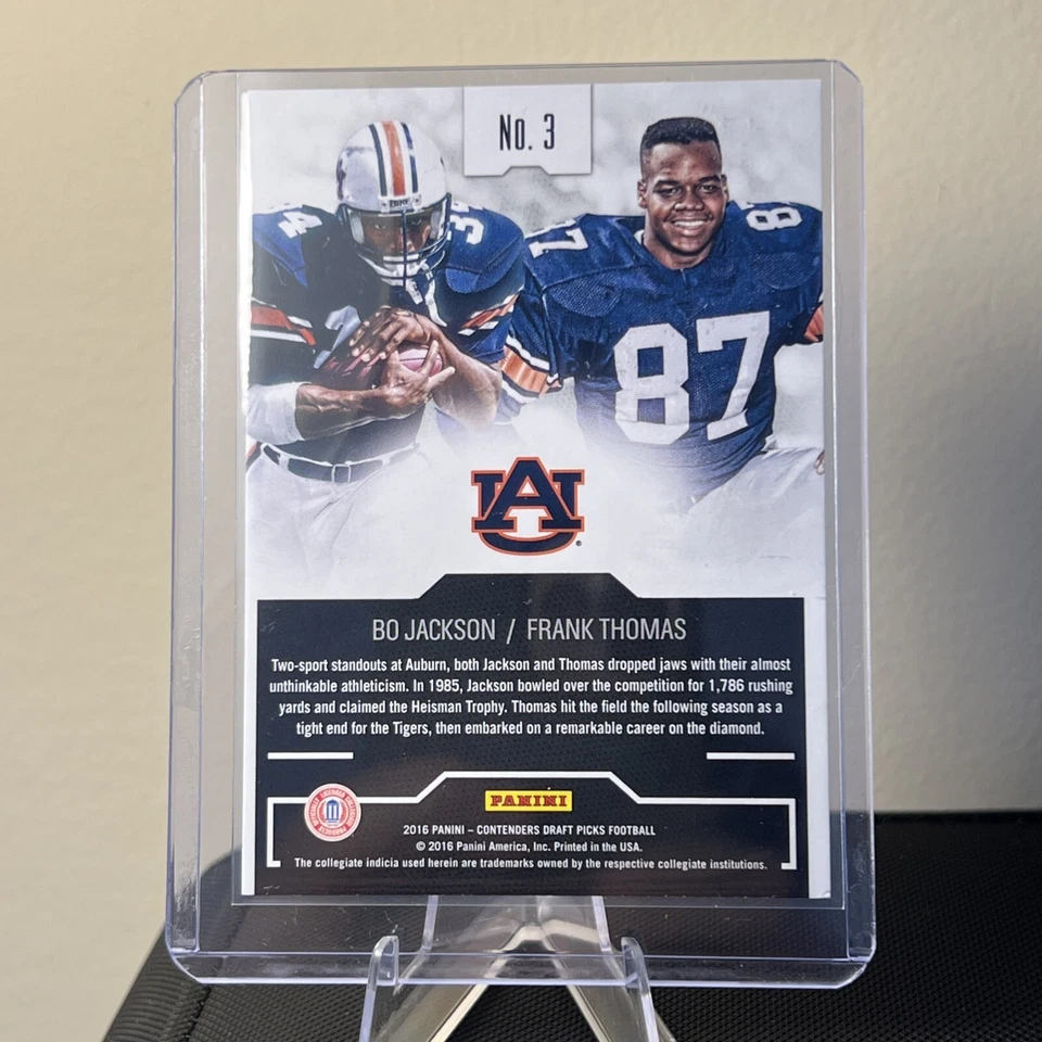2016 Panini Draft Picks Collegiate Connection #3 Bo Jackson, Frank Thomas Auburn - Image 2 of 2
