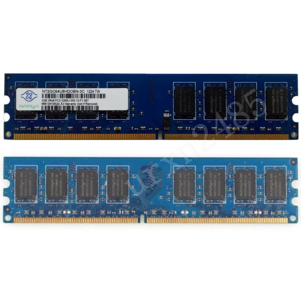 4GB 2x 2GB / 1GB PC2-5300 DDR2-667 Dual Channel inte Desktop PC Memory NANYA LOT - Image 2 of 4
