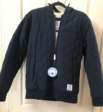 New Hurley Navy Blue Quilted Jacket W/ Built-in Face Mask Sz. Small Nwt