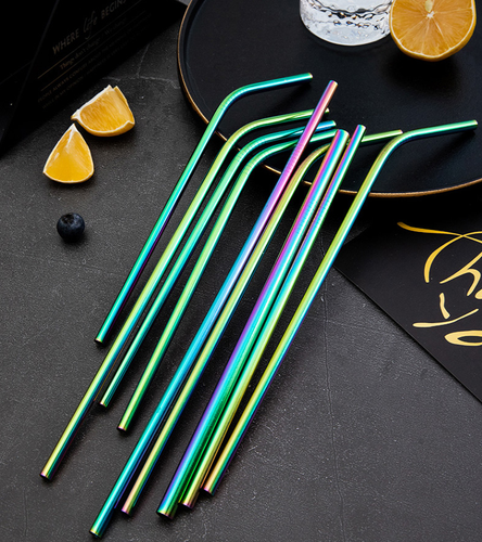 5pc Premium Quality Stainless Steel Rainbow Reusable Straw Kit, Brand New In Box - Picture 11 of 12