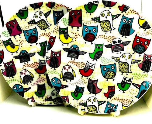 OWL Dessert Salad Bread Plates Set (2 Plates) Creative Tops Pop Art Retro 7.5 in - 第 1/6 張圖片