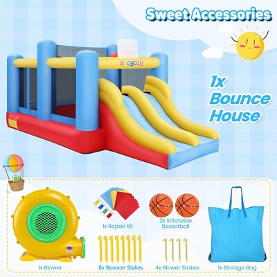Inflatable Bounce House Bouncy House with 550W Blower & Double Slide EZ Set up:)