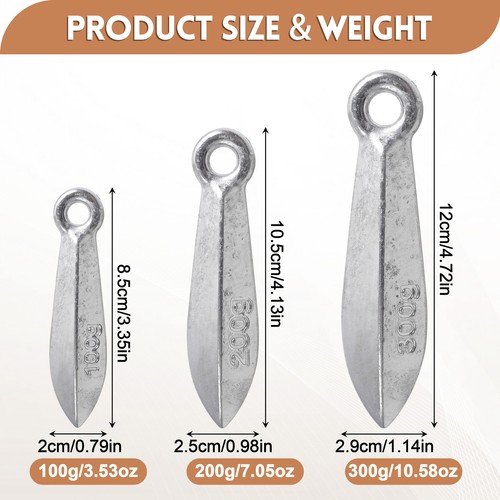 Bank Sinker Fishing Weights Saltwater Surf Fishing Gear Streamlined Lead Sinker  - Picture 2 of 21