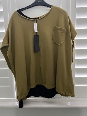 Damen Chatreuse Senf Ärmellos Pullover Sweatshirt Wappenrock Studio Einheitsgröße