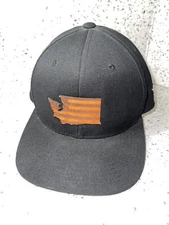 Branded Bills USA Leather Patch Black Hat Snapback