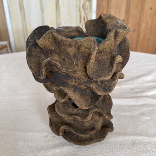 Vintage Clive Brooker Studio Pottery Brutalist Textured Ikebana Vase