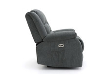 Power Recliner 1 Seater Sofa Armchair in Grey Fabric Naples | USB I Cup Holders