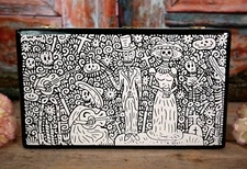 Day of the Dead Wedding Large Lacquer Box Wood Handmade Olinalá Mexican Folk Art