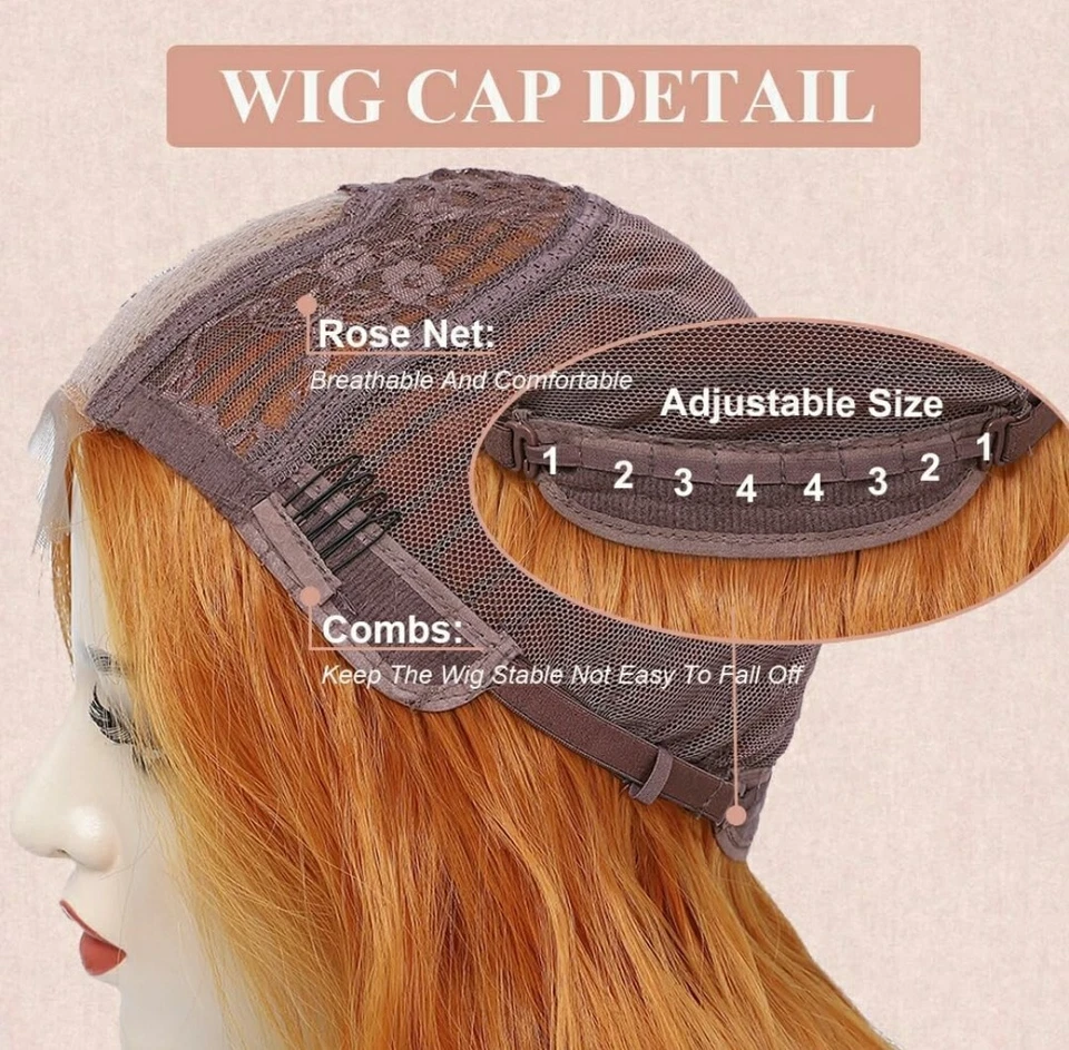 Long HD Transparent Lace Front Wig Auburn Red Red Blonde Human Hair Wavy Curls - Image 3 of 4