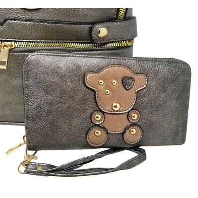 Metallic Pewter Bear Backpack and wallet set | eBay display picture 1